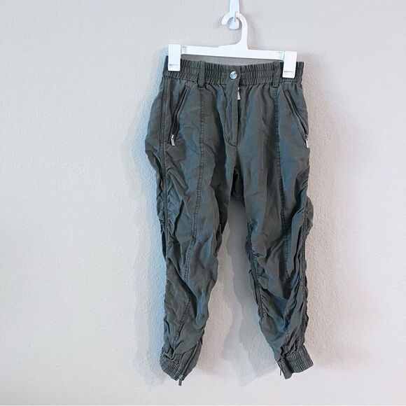 Derek Lam 10 Crosby Size 2 Green Contrast Stitch Utility Joggers Pants - Picture 1 of 8